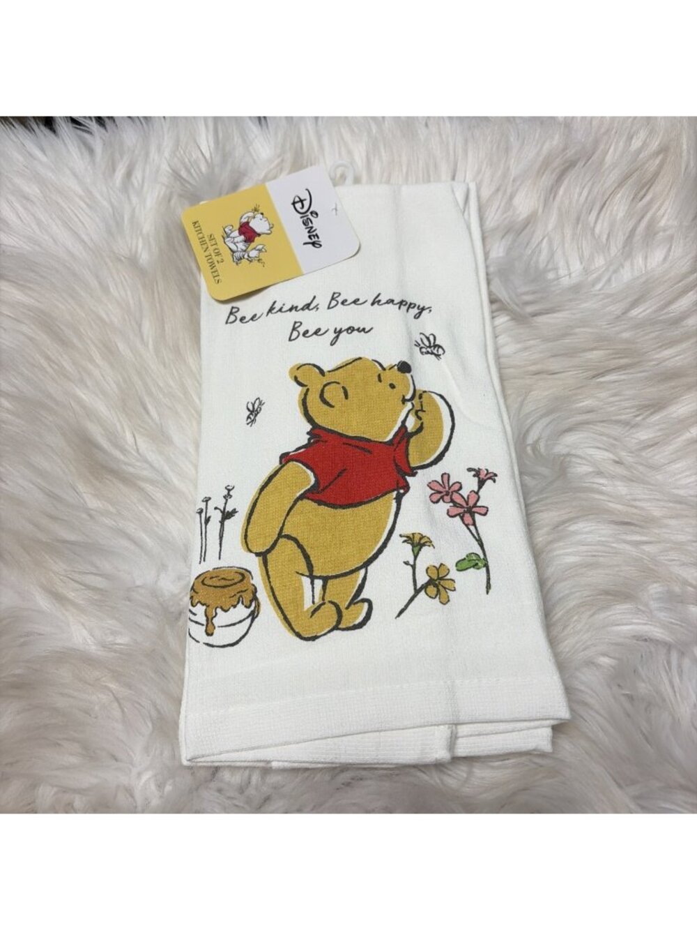 Disney set of 2 Kitchen Towels Winnie The Pooh Bee Kind 16 x 24 in NWT